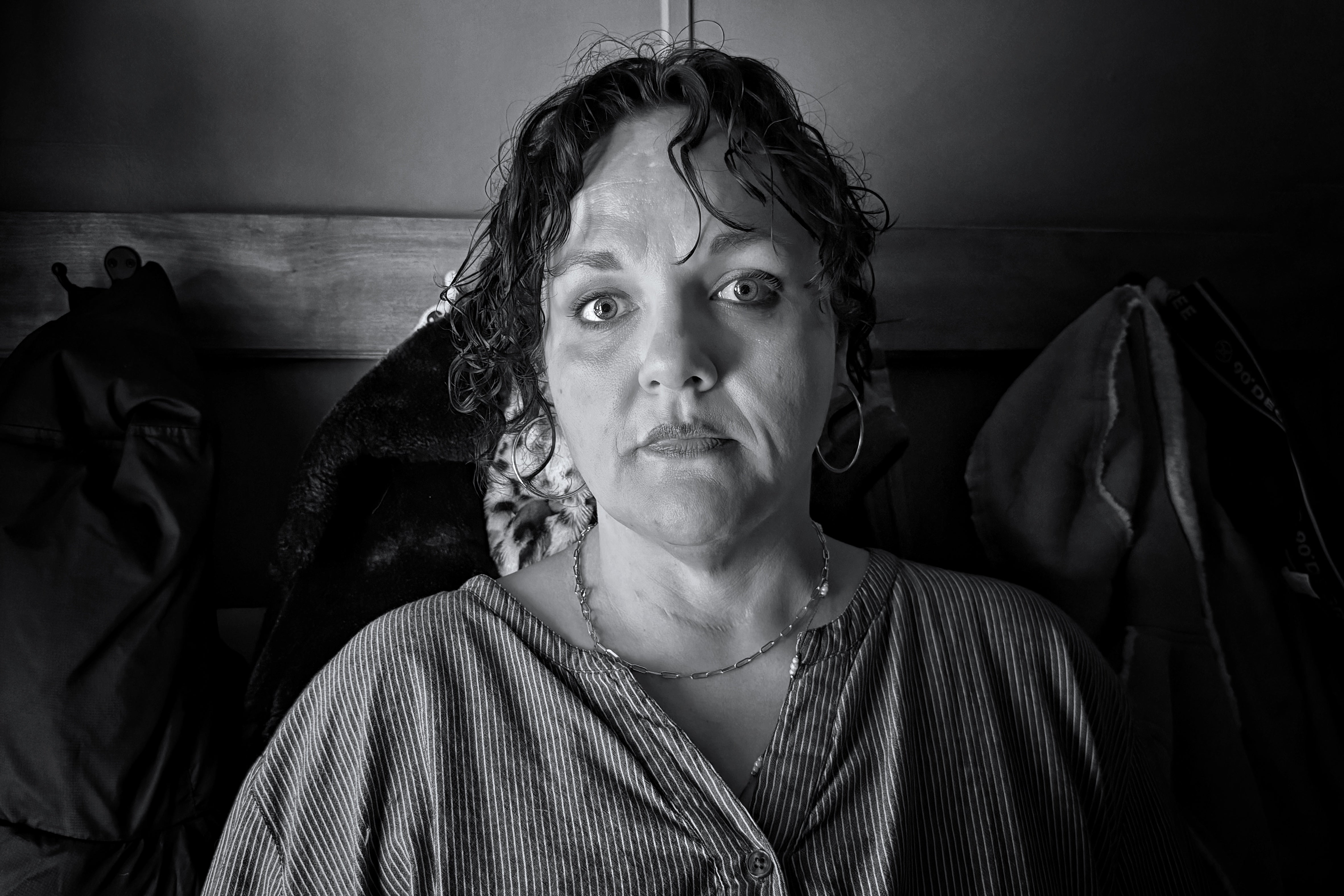 Black and white photograph of Kim by Anna Mullins